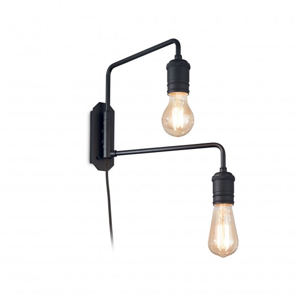 Ideal Lux 242385 nástenná lampa Triumph 2x60W | E27 - čierna, s nastaviteľnými ramenami