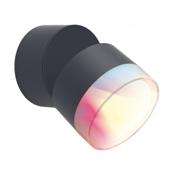 Lutec 5010901118 LED vonkajšie nástenné svietidlo Dropsi 1x9,5W | 690lm | 2700-6500K | RGB | IP44 - šedá