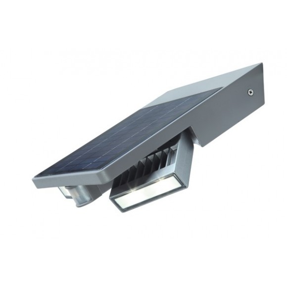 LUTECE LT6901201000 LED solárne vonkajšie nástenné svietidlo Tilly s pohybovým snímačom 1x4W | 420L | 4000K | IP44 - šedá