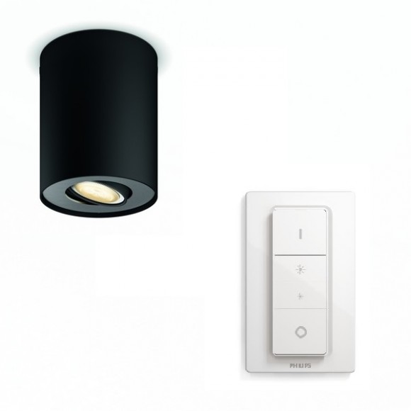 LED prisadené stropné svietidlo bodové Philips HUE PILLAR - čierne s diaľkovým ovládačom - White ambiance