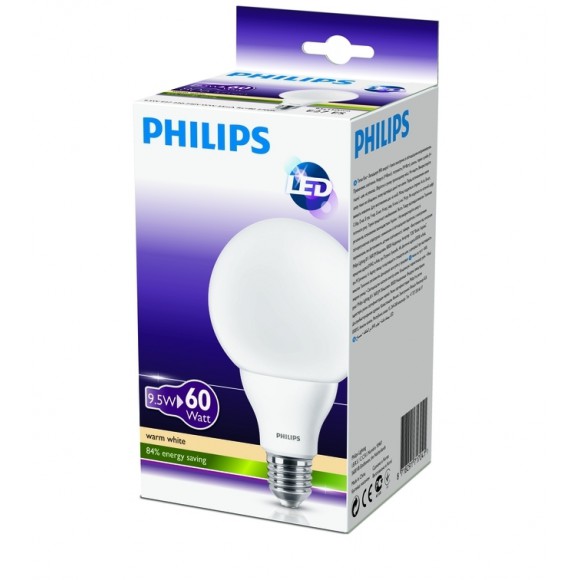LED žiarovka úsporná Philips 9,5W -> nahrádza 60W E27 - LED Globe 9,5W -> 60W E27