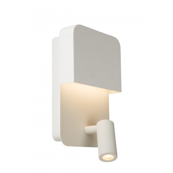 Lucide 79200/08/31 LED nástenné svietidlo s lampičkou na čítanie Boxer 5W a 3W | 3000K - biela