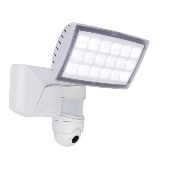 Lutec 7629502331 LED vonkajší reflektor s kamerou a senzorom Peri 1x25W | 5000K | IP44 - inteligentná, s nastaviteľnou hlavou