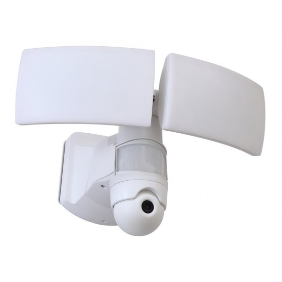 Lutec 7632401053 LED vonkajší reflektor s kamerou a senzorom Libra 1x38W | 5000K | IP44 - inteligentný, 2 nastaviteľné hlavy