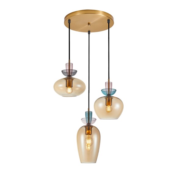 Italux 5906630854554 závesné stropné svietidlo Fanda | 40W E27 | zlatá | ružová