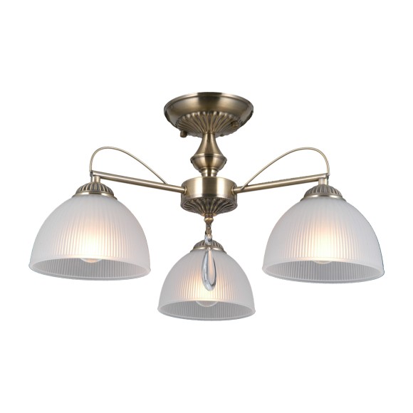 Italux PND-40623-3-AB prisadené stropné svietidlo Moreti | 40W E27 | mosadz | opálová