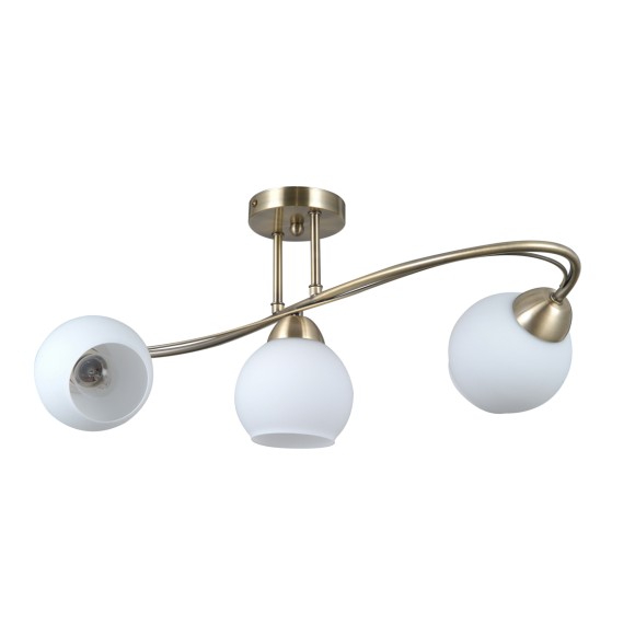 Italux PND-40692-3-AB prisadené stropné svietidlo Bevio | 40W E27 | mosadz | opálová