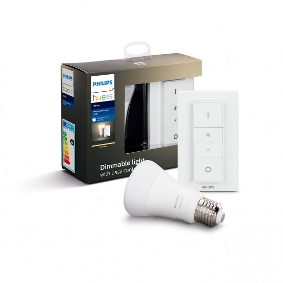 Philips Hue 8718696785331 Starter kit LED žiarovka + ovládač Dimmer Switch 1X9W | E27 - Bluetooth, White