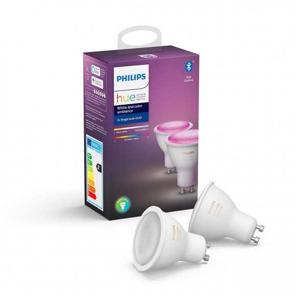 Philips Hue 8718699629250 sada 2x LED žiarovky 1x5,7W | GU10 - Bluetooth, White and Color Ambiance