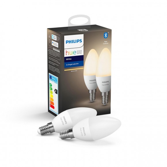 Philips Hue 8718699671273 sada 2x LED žiarovka 1x5,5W | E14 - Bluetooth, tvar sviečky, White