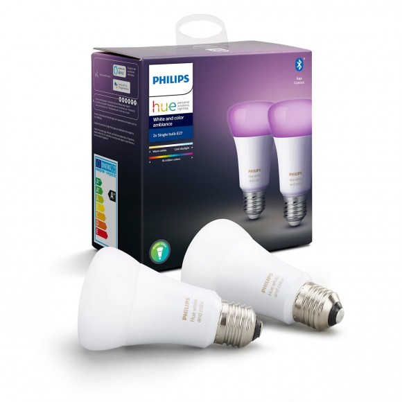 Philips Hue 8718699673284 2x LED žiarovka 9W | E27 - Bluetooth, White and Color Ambiance