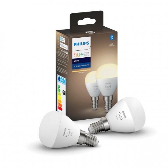 Philips Hue 8719514266902 2x LED žiarovka 1x5,5W | E14 | 470lm | 2700K - Bluetooth, White