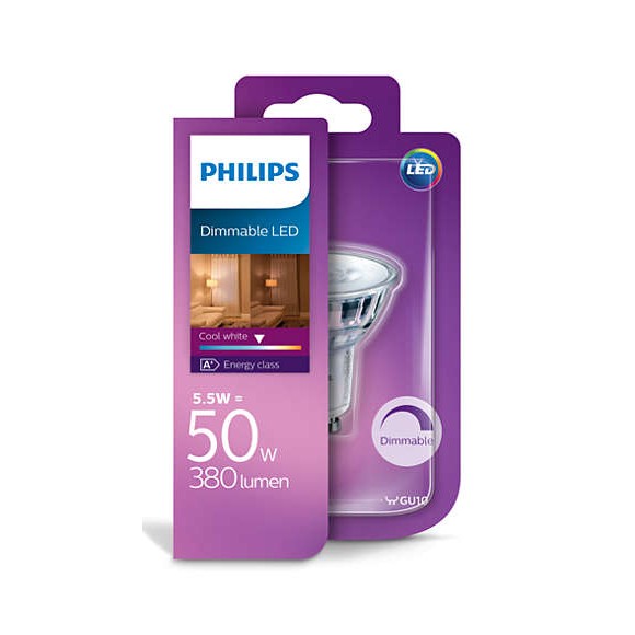 Philips 10138D/50/41 LED žiarovka 1x5,5W | GU10 | 4000K