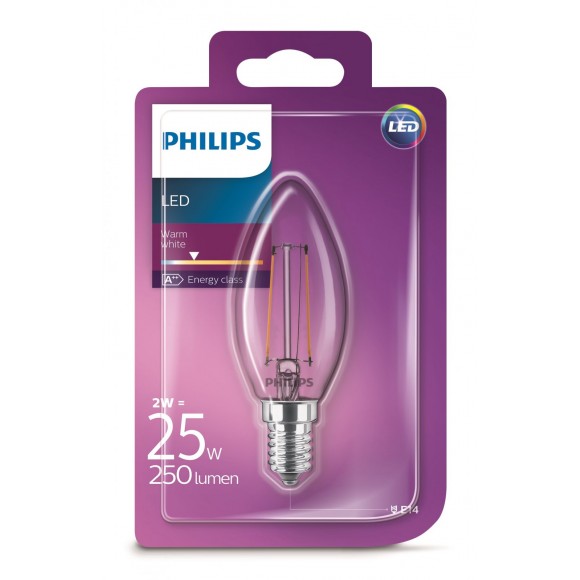 Philips 101383251 LED žiarovka Classic 1x2W | E14 | 2700K