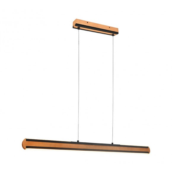 Trio 326610232 LED závesné stropné svietidlo Deacon 1x40W | 3200lm | 2700-6000K - nastaviteľná výška, pamäťová funkcia, stmievateľné, čierna, drevo