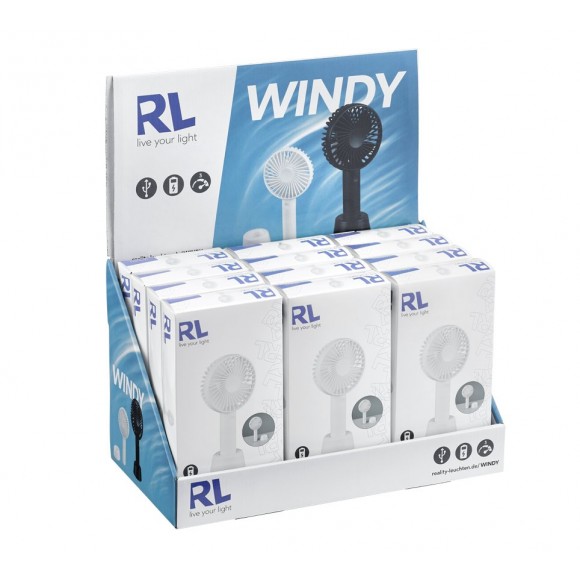 Trio R042-01 ventilátor Windy - 3 rýchlosti, USB, dobíjacie, vypínač na tele, biela