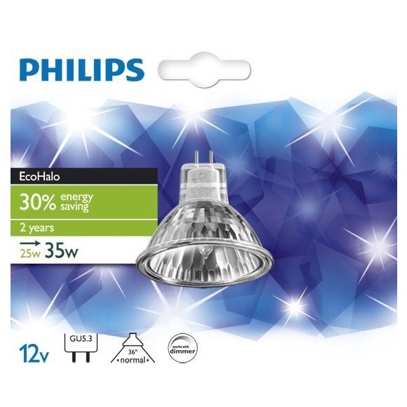 žiarovka Philips 25W GU5.3 - EcoHalo 25W GU5.3 12V 36D.1BC / 10
