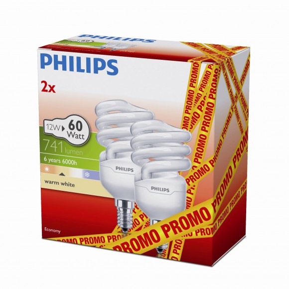 žiarovka úsporná Philips 12W E14 - MEGAPROMO EconomyTwister 12W E14 WW