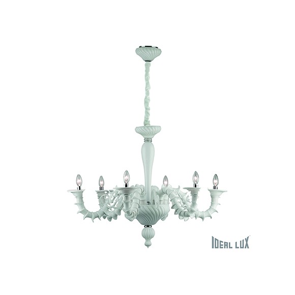 závesné svietidlo - luster Ideal lux CA 6x40W E14 - biela