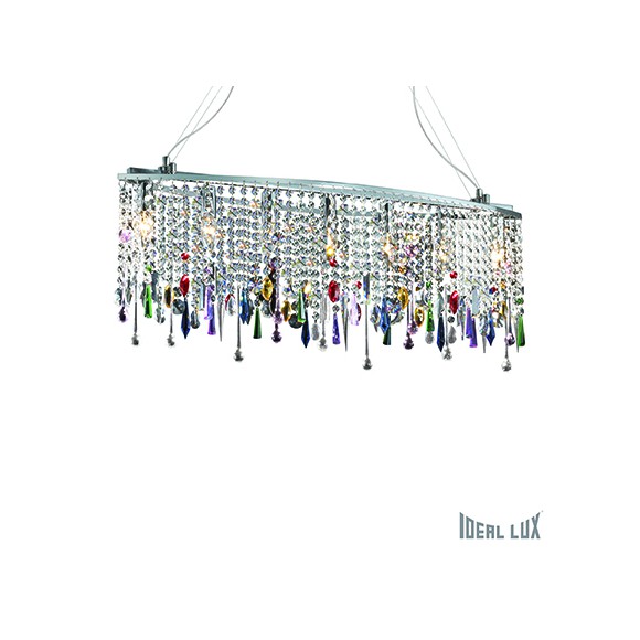 závesné svietidlo - luster Ideal lux LOVE 7x40W E14 - chróm / červená / modrá / zelen / žltá