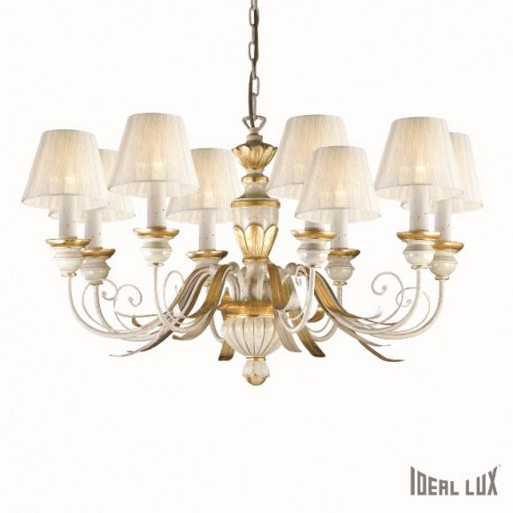závesné svietidlo - luster Ideal lux FLORA 8x40W E14 - starožitná slonová kosť / zlatá
