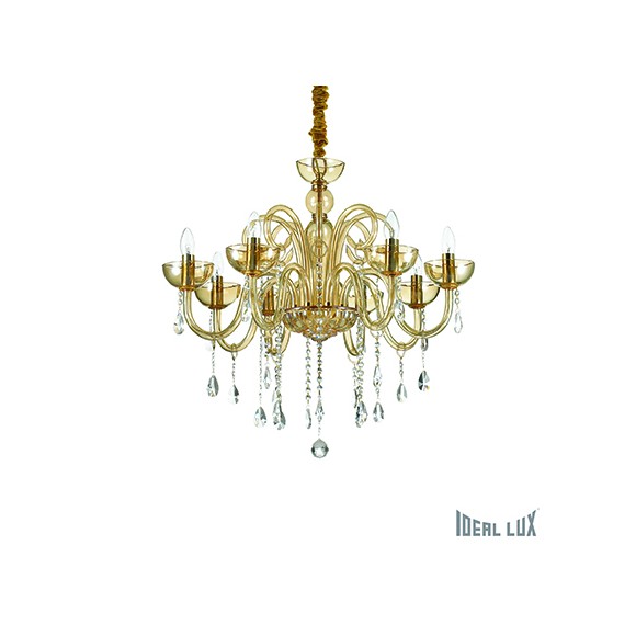 závesné svietidlo - luster Ideal lux Canaletto 8x40W E14 - jantár