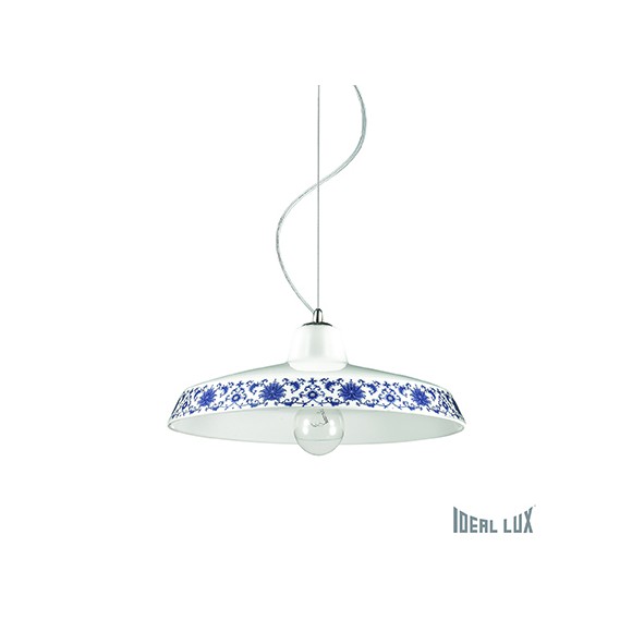 závesné svietidlo - luster Ideal lux BASSANO 1x60W E27 - chróm / biela / modrá