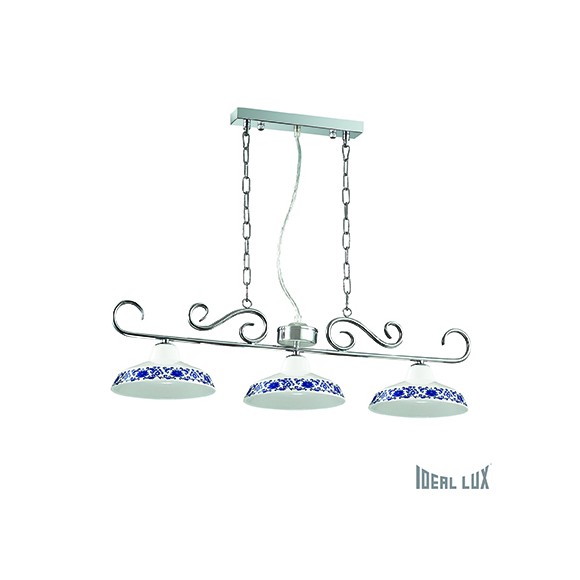 závesné svietidlo - luster Ideal lux BASSANO 3x40W E14 - chróm / biela / modrá