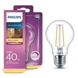 Philips LED žiarovka Classic 1X5.5W / 40W | E27 | 470lm | 2700K
