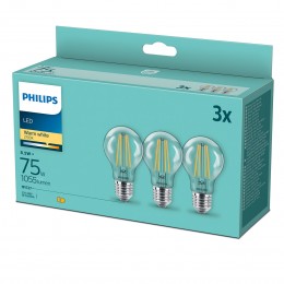 Philips 8718699696955 sada 3x LED filamentová žiarovka E27 1x8,5W/75W | 1055lm | 2700K