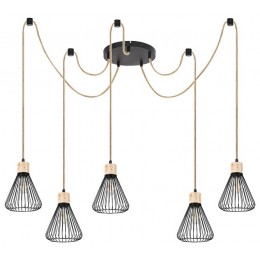 Rabalux 3150 závesné stropné svietidlo Farfalle 5x40W | E27 - prírodná, čierna