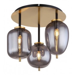 Globo 15345-3DMM prisadzné stropné svietidlo Blacky I 3x40W | E14 - čierna, mosadz, dymová