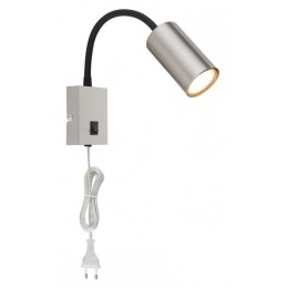 Globo 57911W nástenné svietidlo Robby 1x25W | GU10 - vypínač na tele, ohybné rameno, nikel, čierna