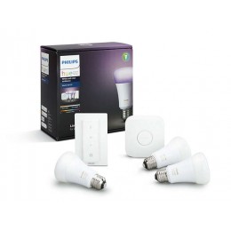 PHILIPS HUE StarterKit žiarovky WH + RGB 3-set E27 10W A19 16 mil.farieb + bridge + switch