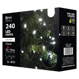 Emos ZY0805T LED vianočná reťaz Classic 24m 6W | IP44 | 240 žiaroviek